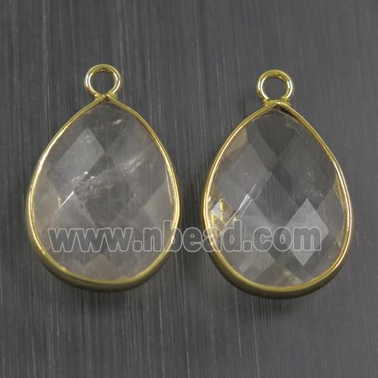 clear crystal glass pendant, faceted teardrop