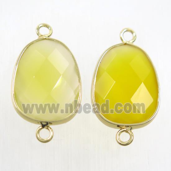 yellow crystal glass connector, faceted teardrop