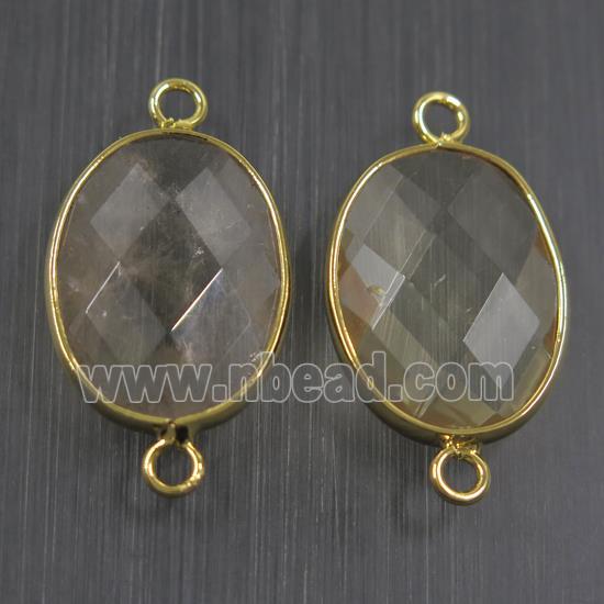 clear crystal glass connector, faceted oval