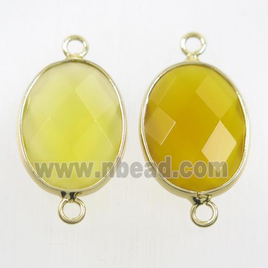 yellow crystal glass connector, faceted oval