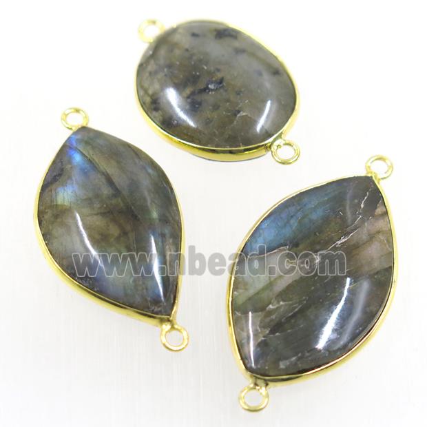 Labradorite connector, mix shaped, gold plated