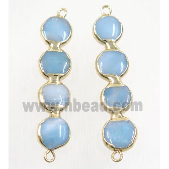 blue dye Amazonite connector, gold plated