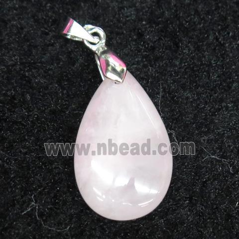 Rose Quartz teardrop pendant, pink