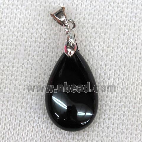 black Onyx Agate teardrop pendant