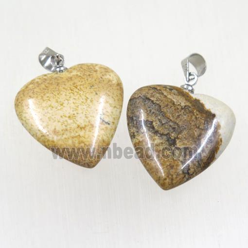 Picture Japser heart pendant