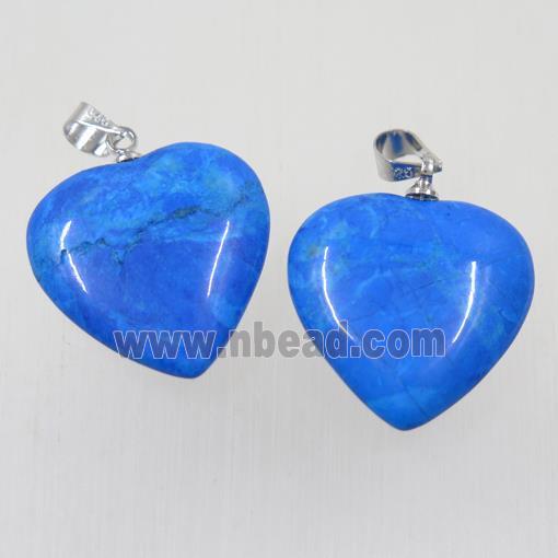blue dye Turquoise heart pendant