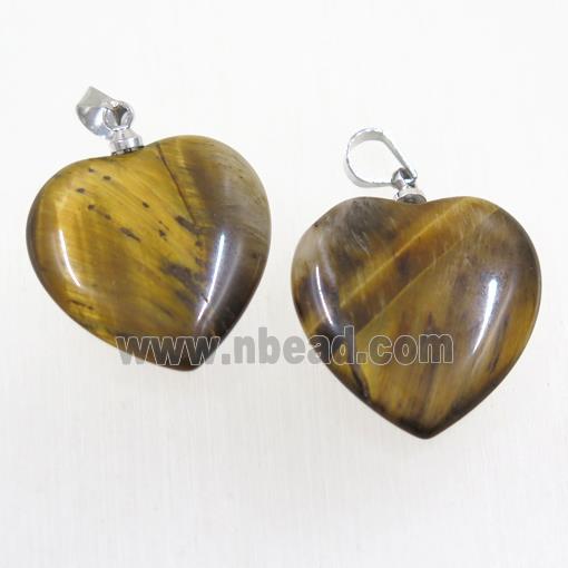 yellow Tiger eye stone heart pendant