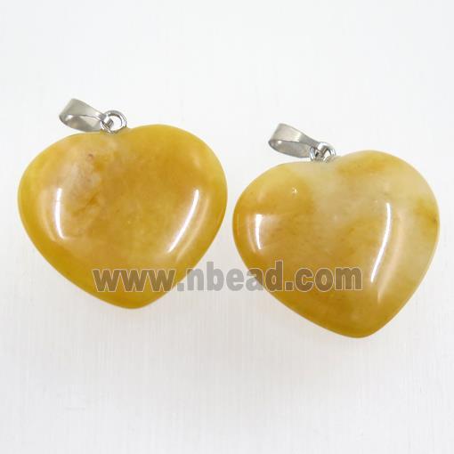 yellow Jade heart pendant