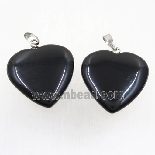 black Onyx Agate heart pendant