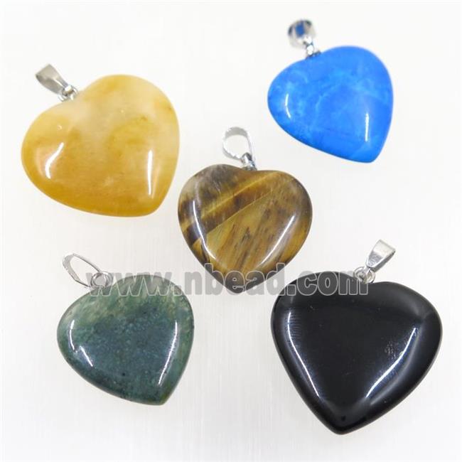 mixed Gemstone heart pendant