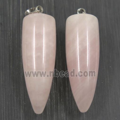 Rose Quartz bullet pendant, pink