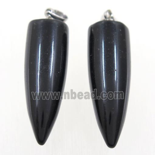 black Onyx Agate bullet pendant