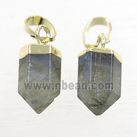 Labradorite bullet pendants, gold plated