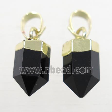 black Onyx Agate bullet pendants, gold plated