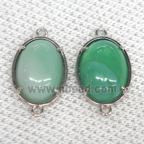 green Agate connector, oval
