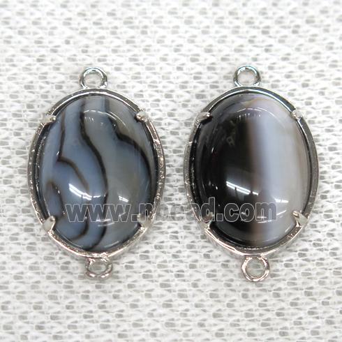 black Agate connector, oval