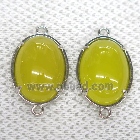 yellow Chalcedony connector, oval