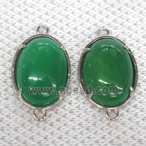 green Chalcedony connector, oval