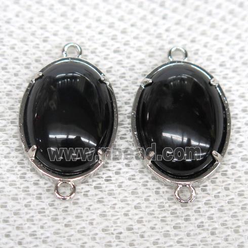 black Onyx Agate connector, oval