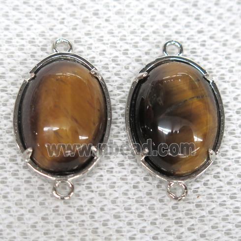 Tiger eye stone connector, oval