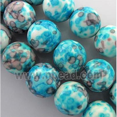 rainforest stone beads, aqua, stability, round