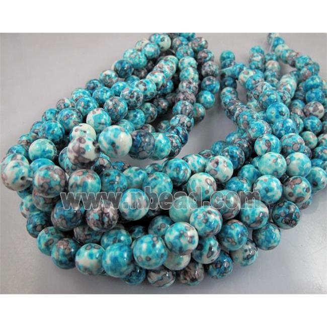 rainforest stone beads, aqua, stability, round