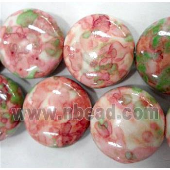 rainforest stone beads, pink stability, flat-round