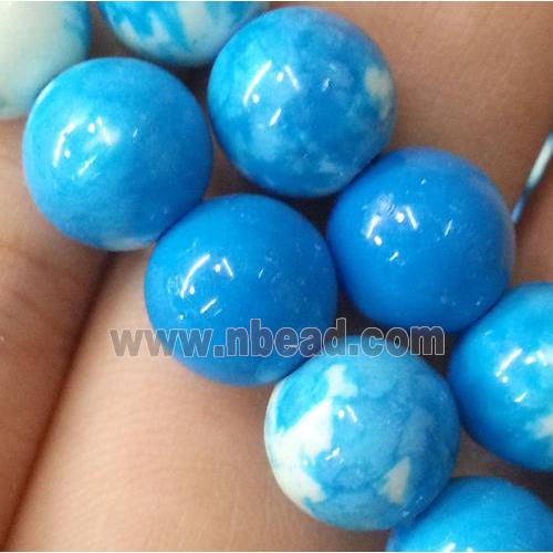 blue Rainforest stone bead, round, stability
