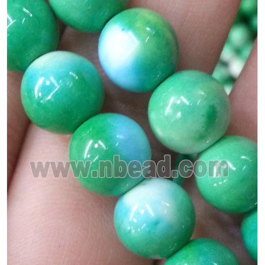 green Rainforest stone beads, round, stability
