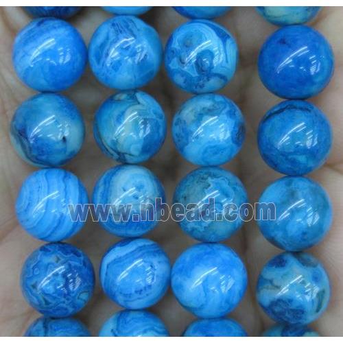 round blue Crazy Lace Agate Beads, dye