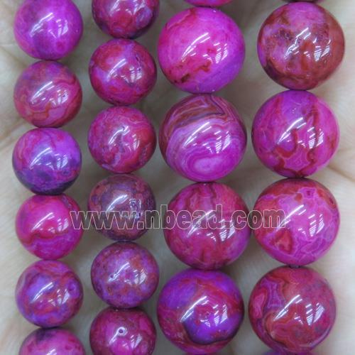 round hotpink Crazy Lace Agate Beads, dye
