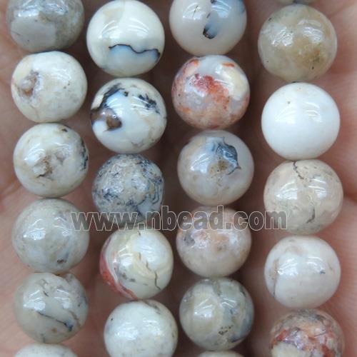 round white African Moss Opal Jasper beads
