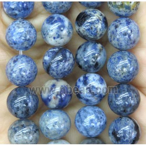white lace Dumortierite beads, blue, round