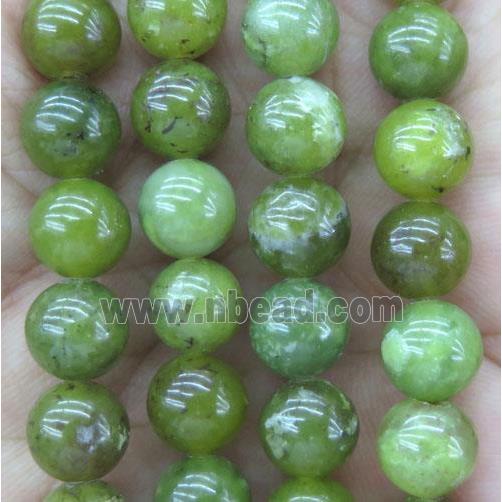 round Olive jade beads