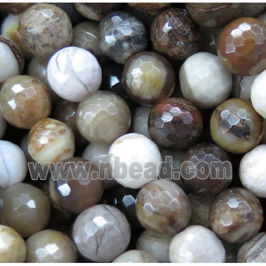 American Petrified Wood Agate beads, faceted round