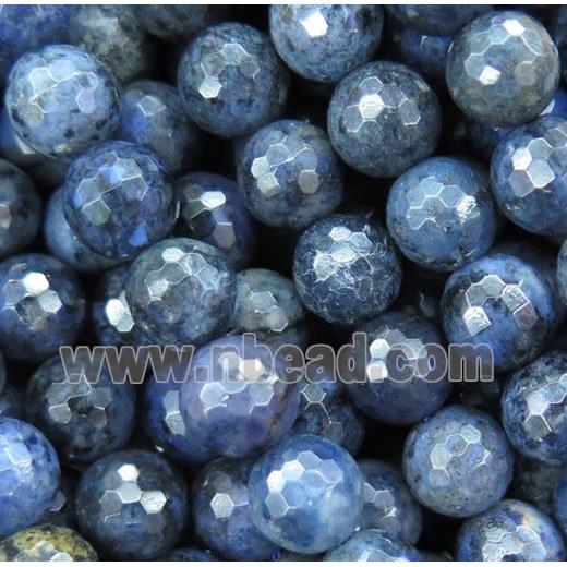 blue Dumortierite Beads, faceted round