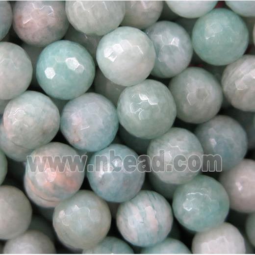 green Amazonite bead, faceted round