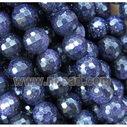 blue SandStone bead, faceted round