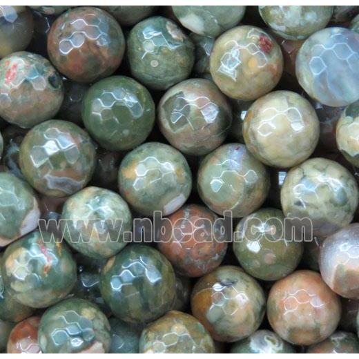 green Rhyolite beads, faceted round