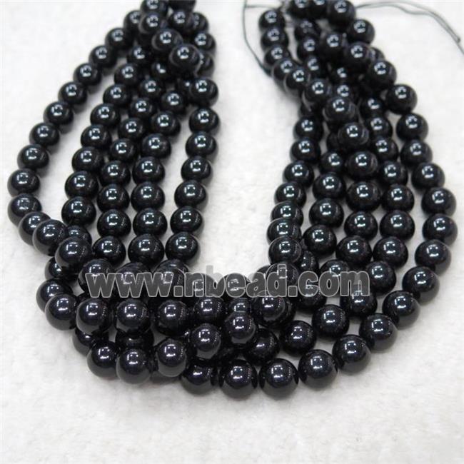 round Black Tourmaline beads