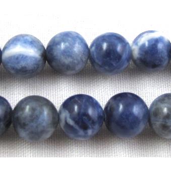 round sodalite bead, blue