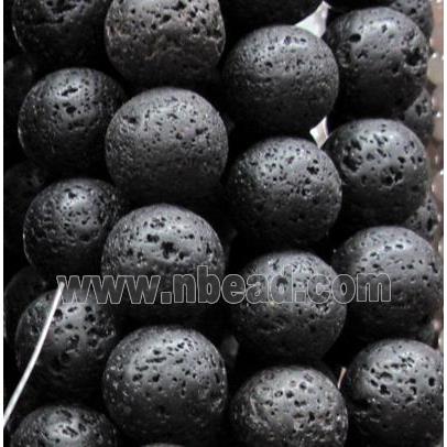 round black lava beads