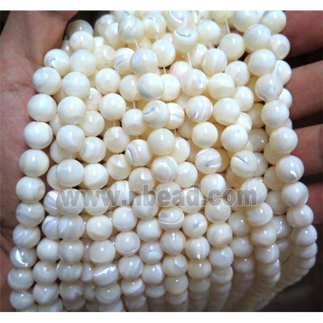 round mother of pearl beads, white shell
