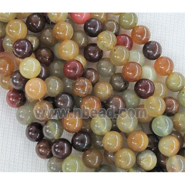 round rainbow Jade Beads