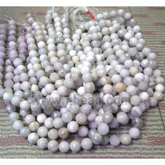 white Crazy Lace Agate Beads, faceted round