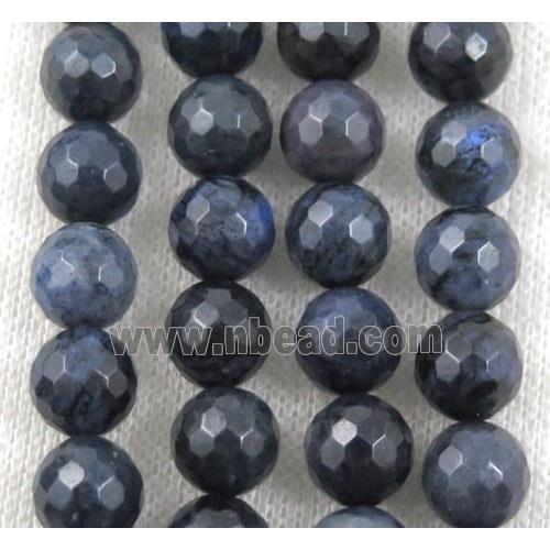 blue Dumortierite jasper beads, faceted round
