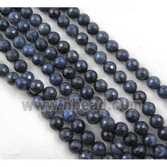 blue Dumortierite jasper beads, faceted round