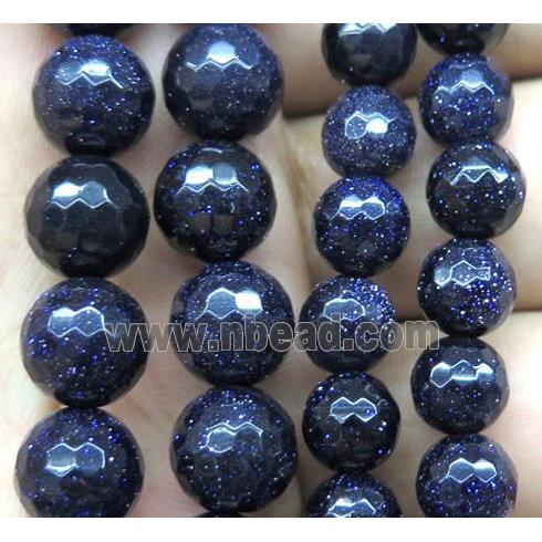 blue sandstone bead, faceted round