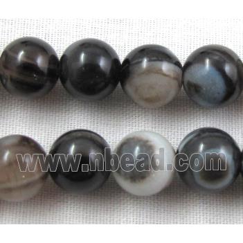 round Chinese Botswana Agate beads, black