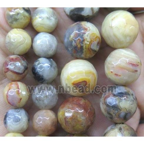 faceted round Crazy Agate Beads